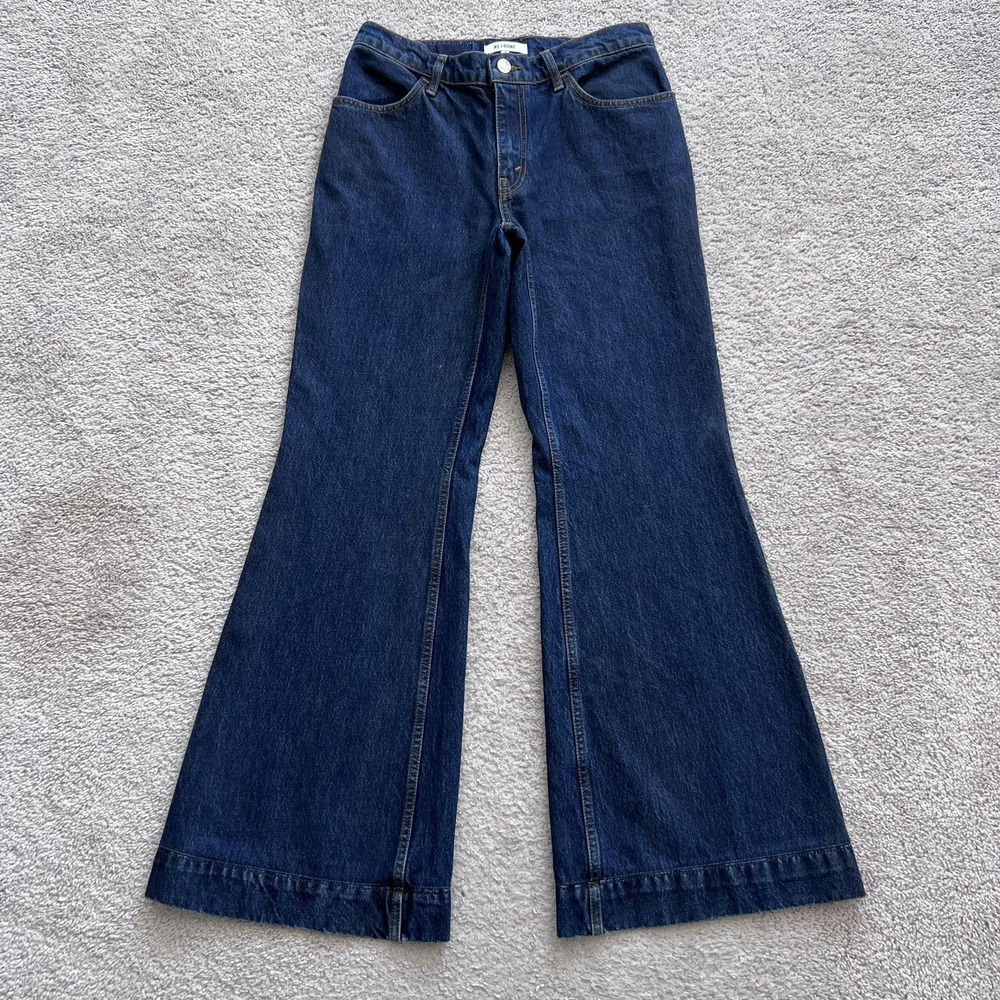 RE/DONE 70s Low Rise Bell Bottom Heritage Rinse Flare Jeans Womens 30 Blue